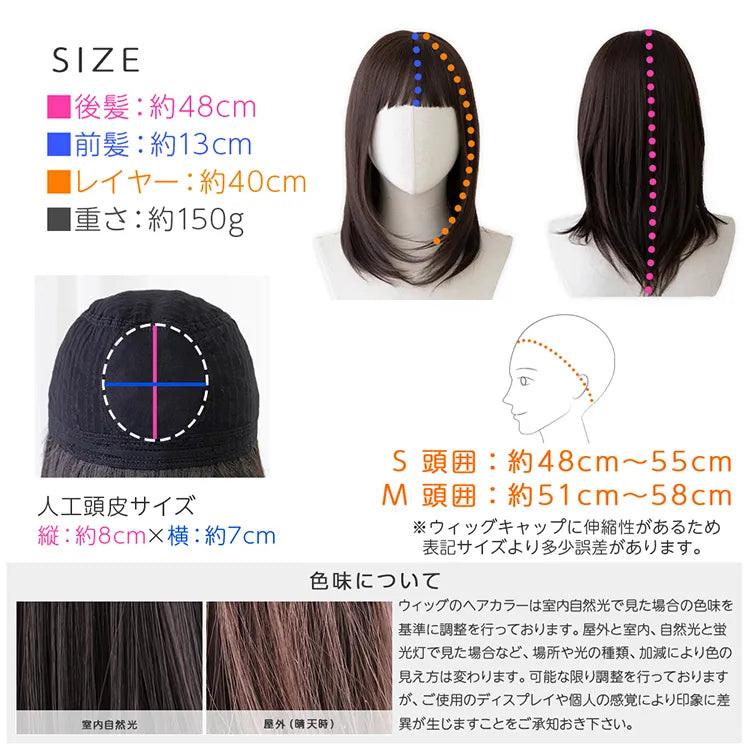 【返品・色交換OK】 素肌ウィッグ 接触冷感 シェリーセミディ