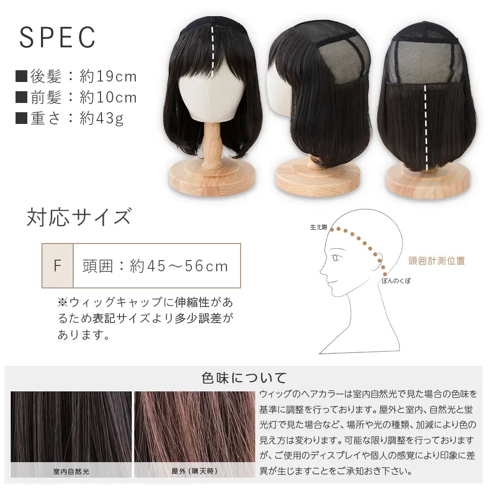 子供用 帽子と合わせるハーフメッシュウィッグ ゆるカールボブ