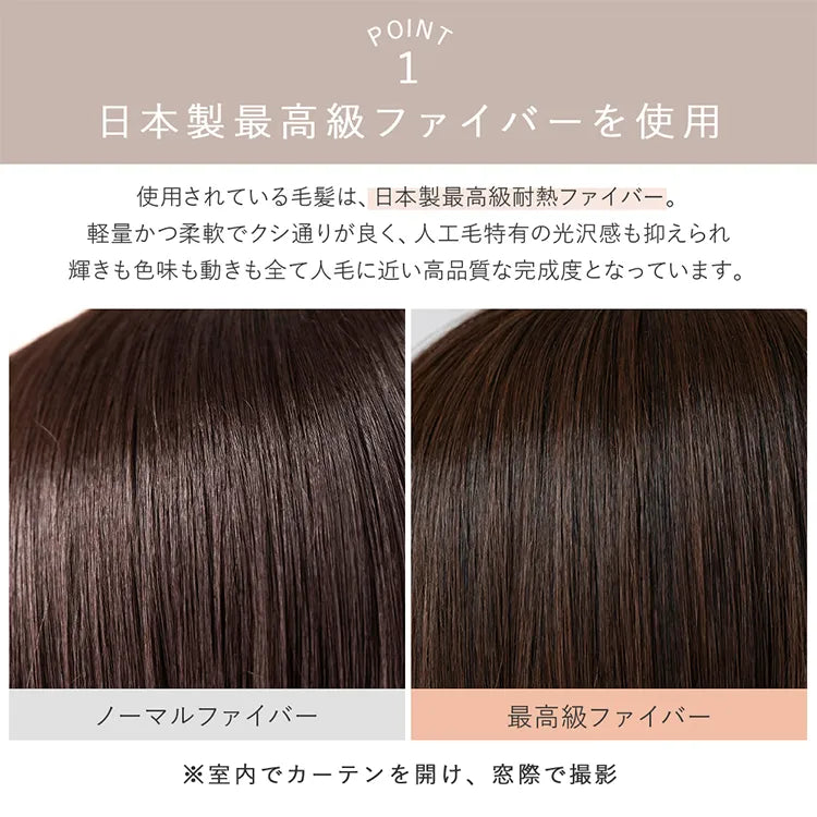 【返品・色交換OK】 医療用ウィッグ 部分手植え 日本製ファイバー レイヤーミディ