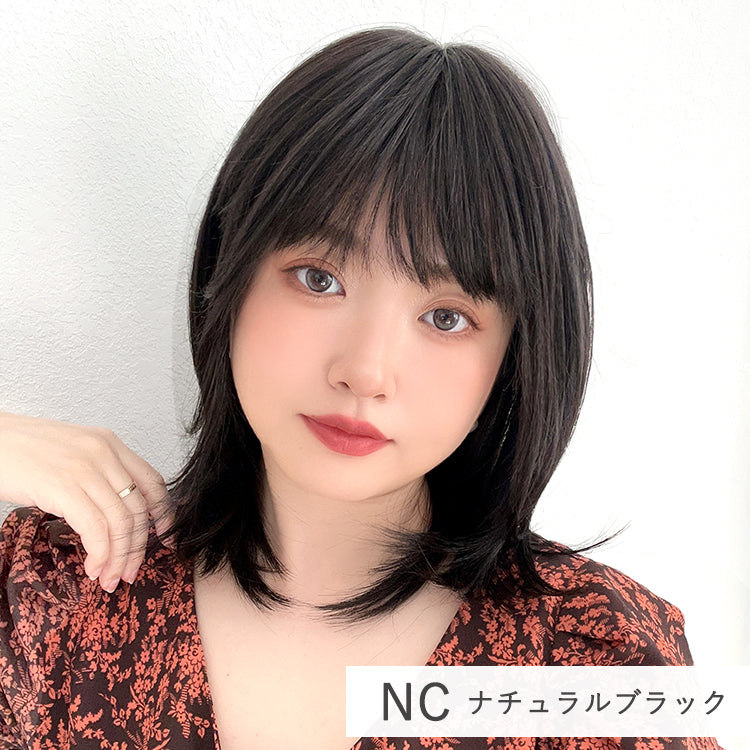 【返品・色交換OK】 医療用ウィッグ 部分手植え 日本製ファイバー レイヤーミディ