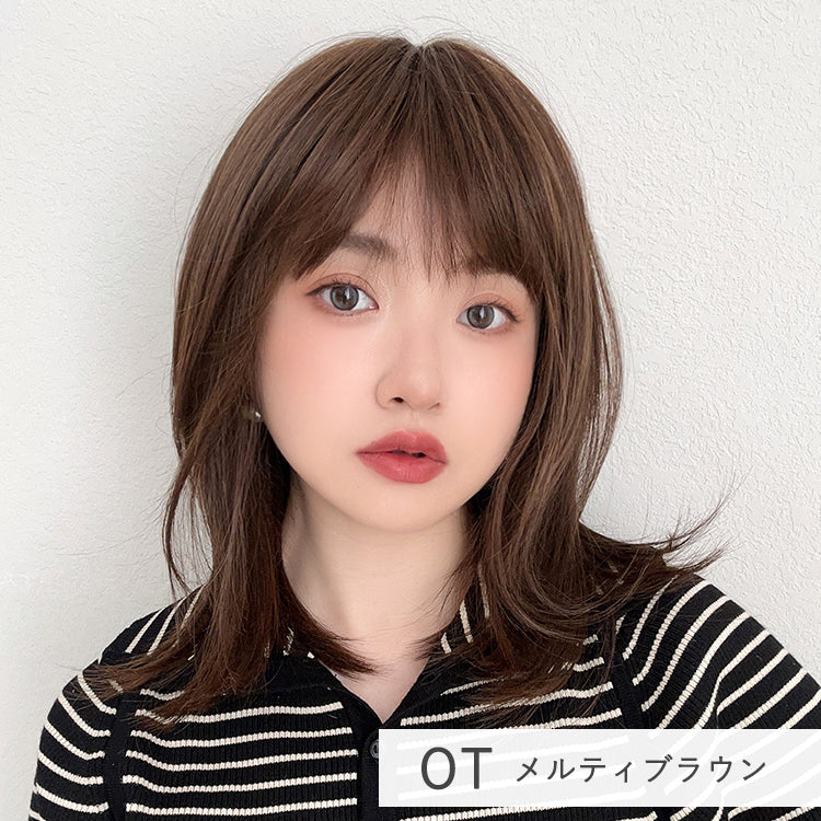 【返品・色交換OK】 医療用ウィッグ 部分手植え 日本製ファイバー レイヤーミディ