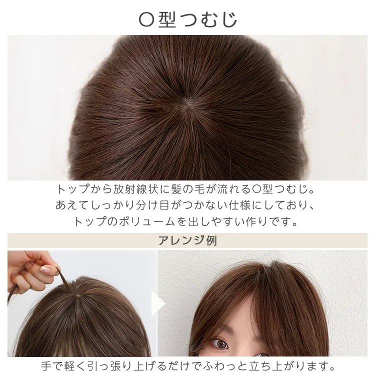 【返品・色交換OK】 医療用ウィッグ 部分手植え 高級人毛MIX ルースボブ