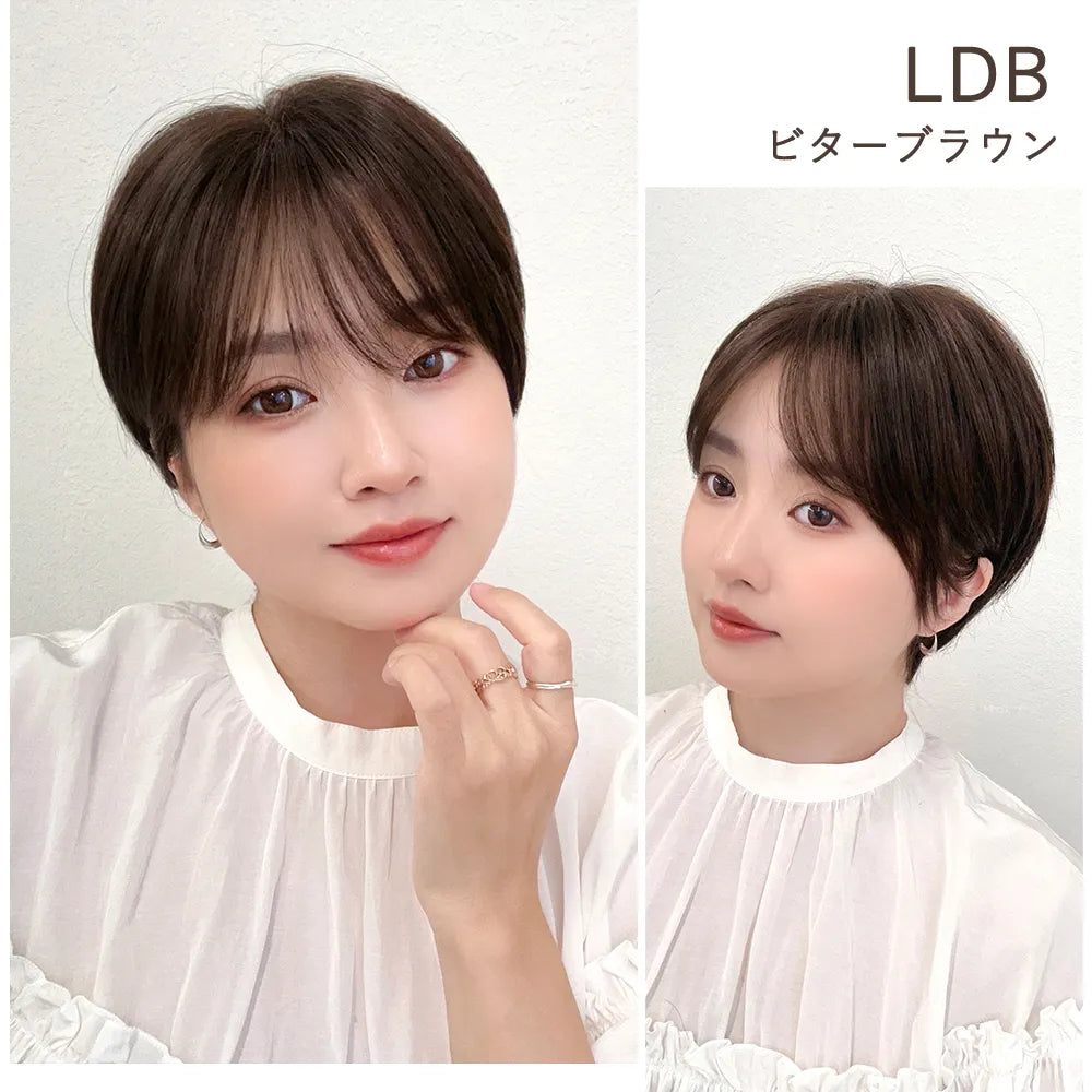 【返品・色交換OK】 医療用ウィッグ 手植えバング 人毛MIX 人毛50% ベルショート