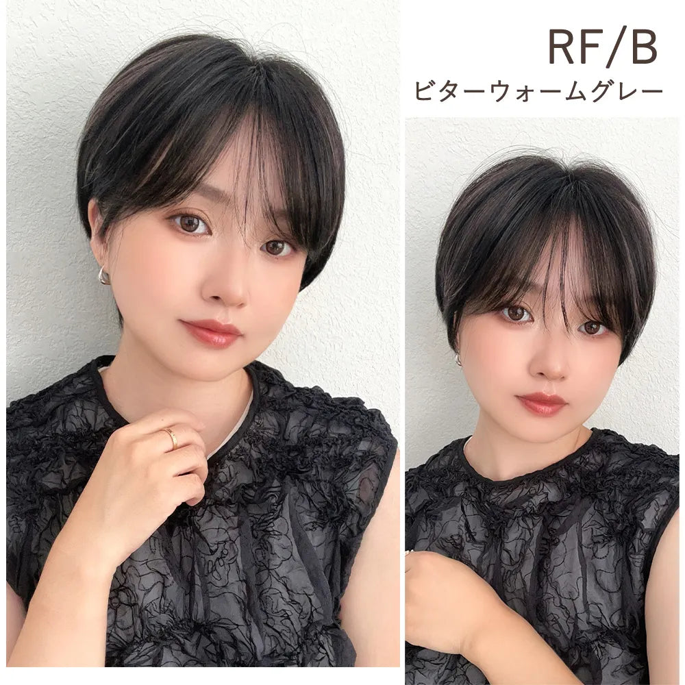 【返品・色交換OK】 医療用ウィッグ 手植えバング 人毛MIX 人毛50% ベルショート