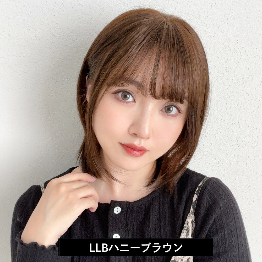 【返品・色交換OK】総手植え 人毛MIX 前髪付きトップヘアピース