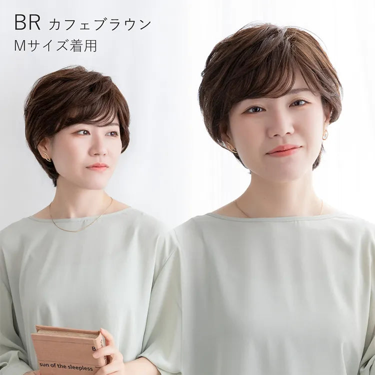 【 SALE! 最終在庫処分 】医療用ウィッグ 人毛MIX 人毛50% 総手植え大人カールショート
