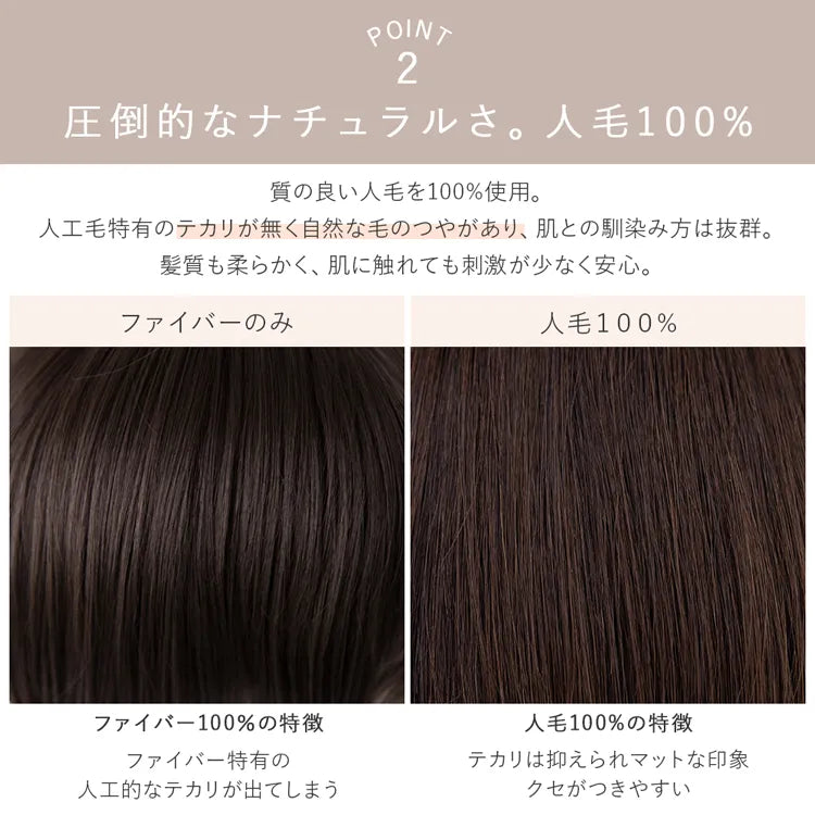 医療用ウィッグ 部分手植え 人毛100% ナチュレシリーズ 選べる3タイプ