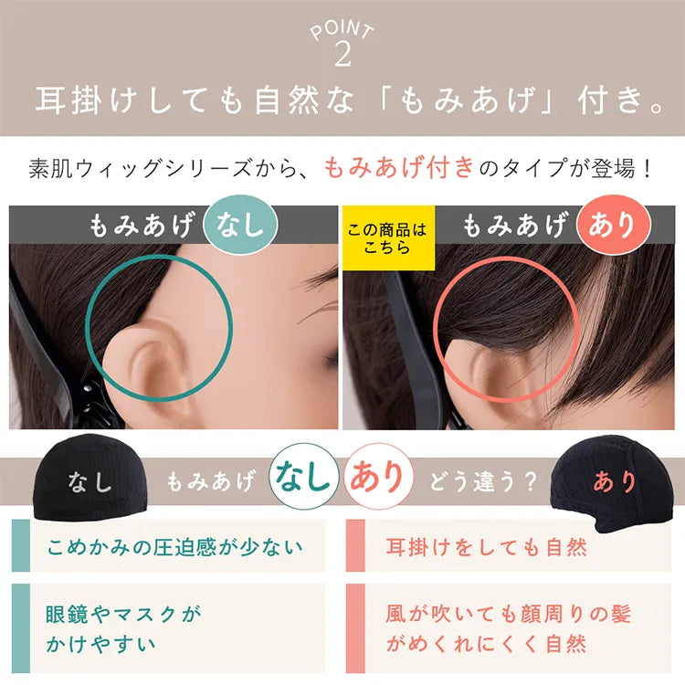 医療用ウィッグ 素肌ウィッグ 接触冷感 マニッシュラフショート