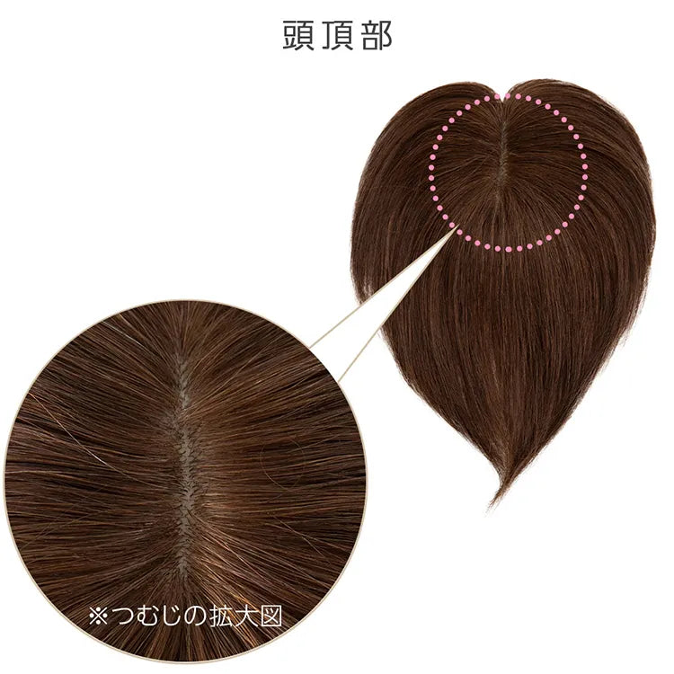 マシンメイド人毛100%トップヘアピース 分け目タイプ（ポイント/医療用