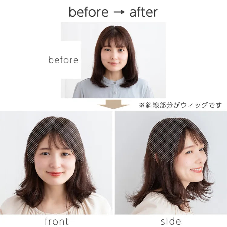 マシンメイド人毛100%トップヘアピース 分け目タイプ（ポイント/医療用