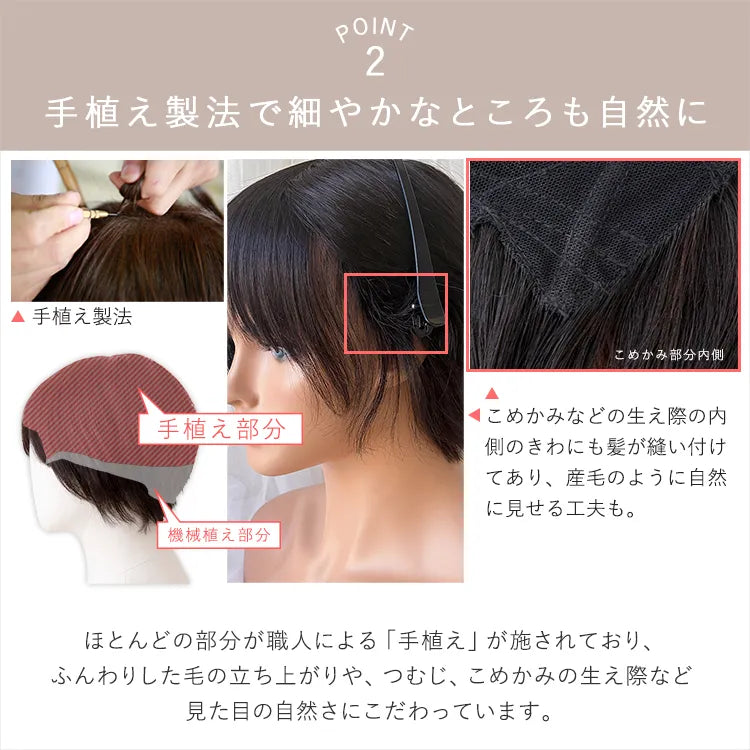 医療用ウィッグ 手植え 最高級人毛(レミー)100% フェミニンショート