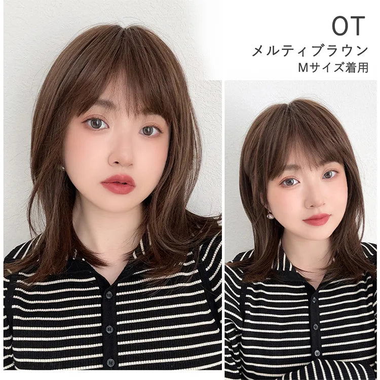【返品・色交換OK】 医療用ウィッグ 部分手植え 日本製ファイバー レイヤーミディ