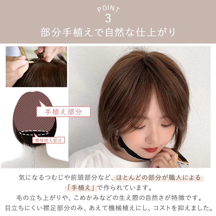医療用ウィッグ 部分手植え 高級人毛MIX ルースボブ ｜ウィッグのこと