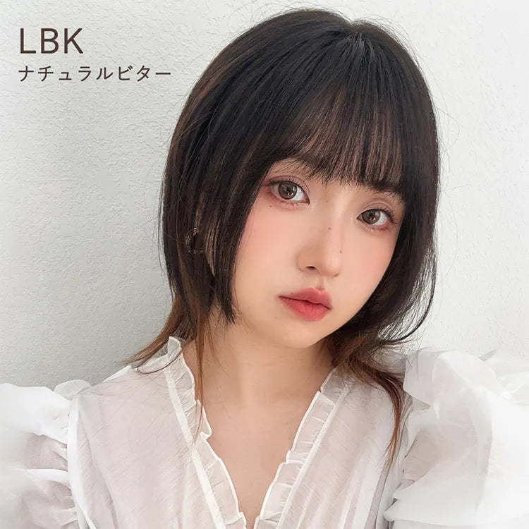 呼吸ピース 総手植え 人毛mix 前髪付きトップヘアピース サイド