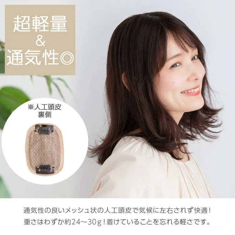 最高級人毛(レミー)100%トップヘアピース（ポイント/医療用ウィッグ