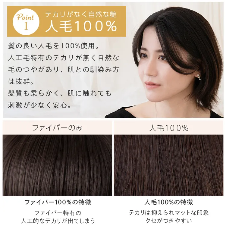 人毛100％ 総手植え ナチュレハートピース 選べる4タイプ （ポイント