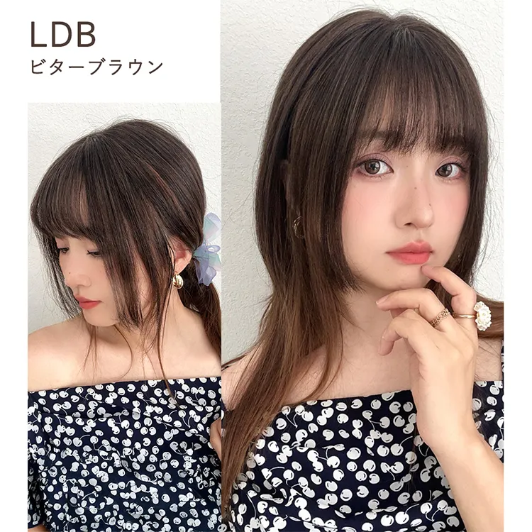 呼吸ピース 総手植え 人毛mix 前髪付きトップヘアピース サイドフェイスベール メイン12